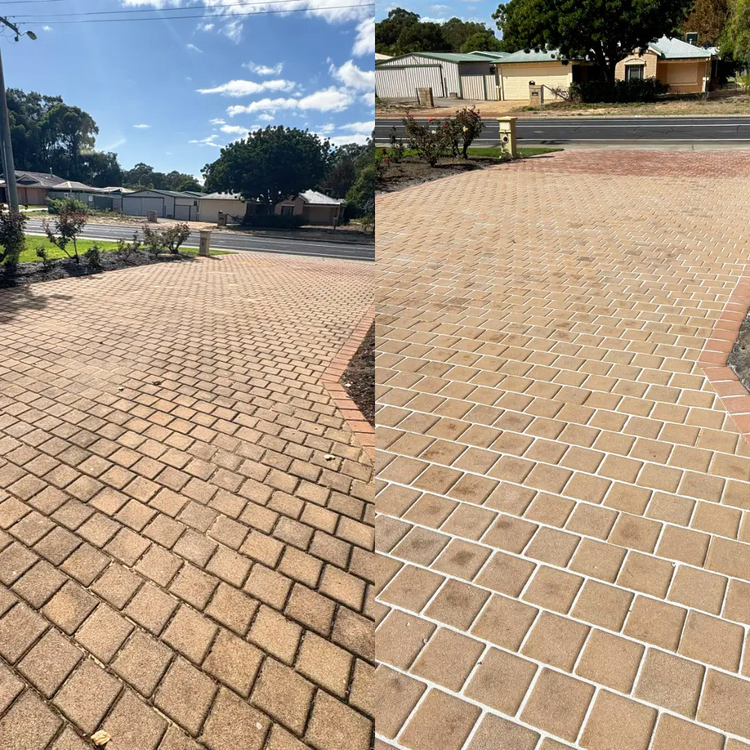 Front Driveway & Crossover before and after pressure cleaning