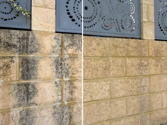 Limestone Boundary Wall before and after pressure cleaning