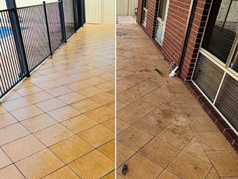 Patio & Outdoor Tiles before and after pressure cleaning