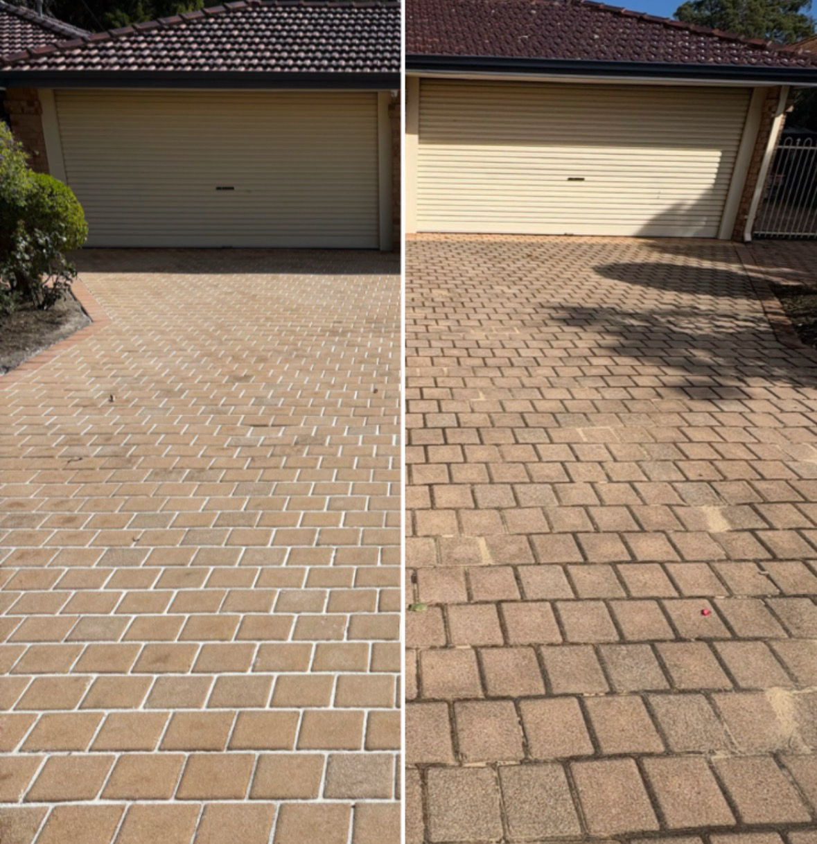 Paver Driveway before and after pressure cleaning