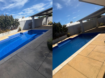 Pool Surround before and after pressure cleaning