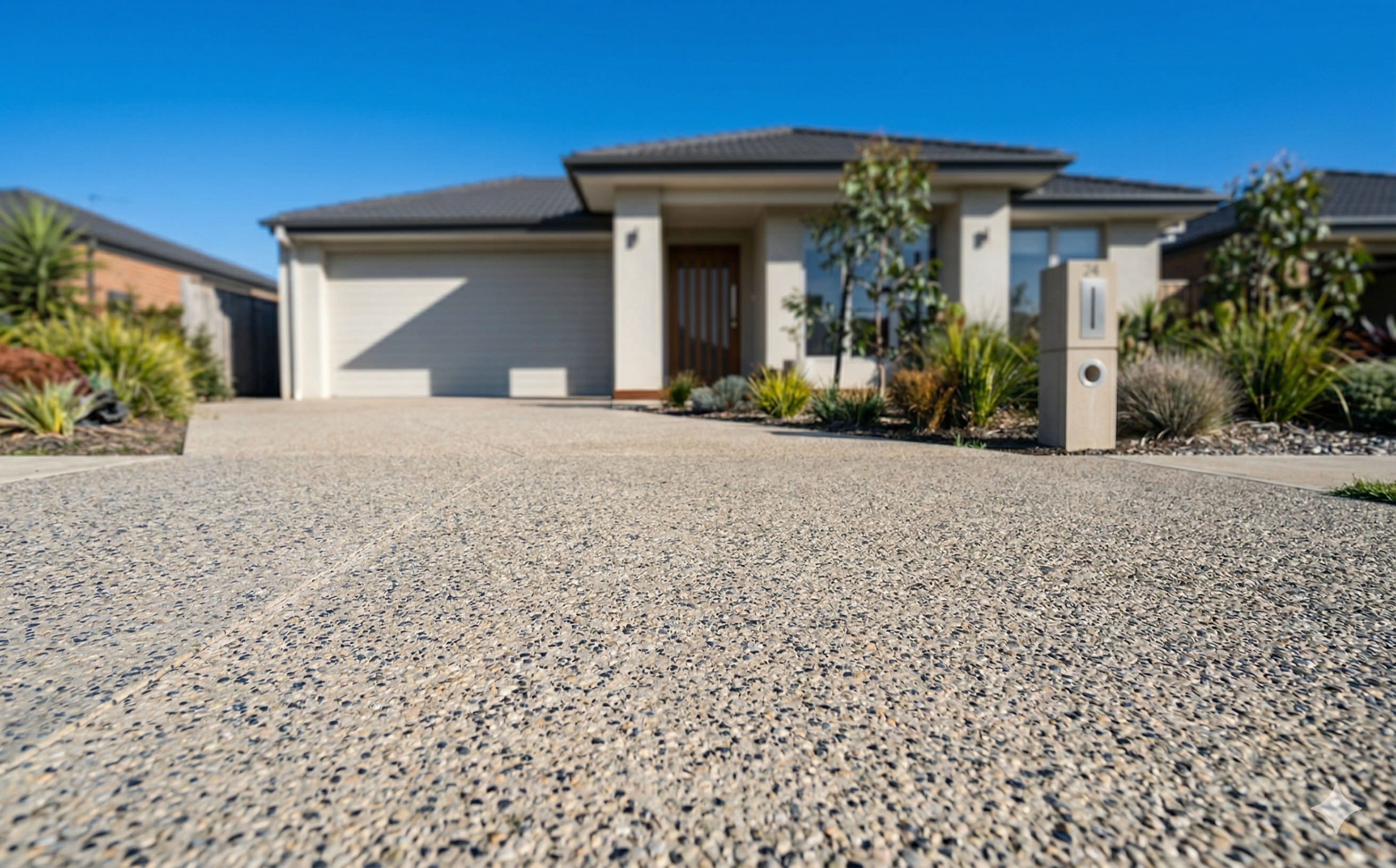 Clean concrete driveway